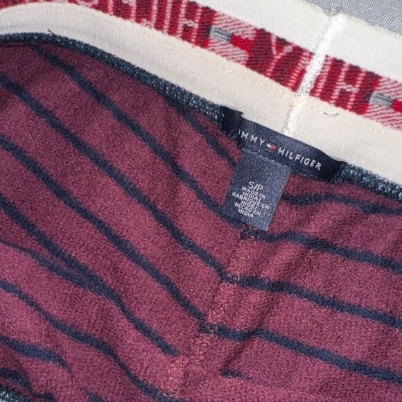 Tommy Hilfiger Burgundy/Navy Striped Drawstring Joggers Size Small - Picture 6 of 10
